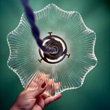 Suspension abat-jour vintage en verre holophane