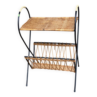 Rattan and woven wicker bedside table