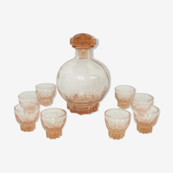 Service carafe & 8 verres art déco