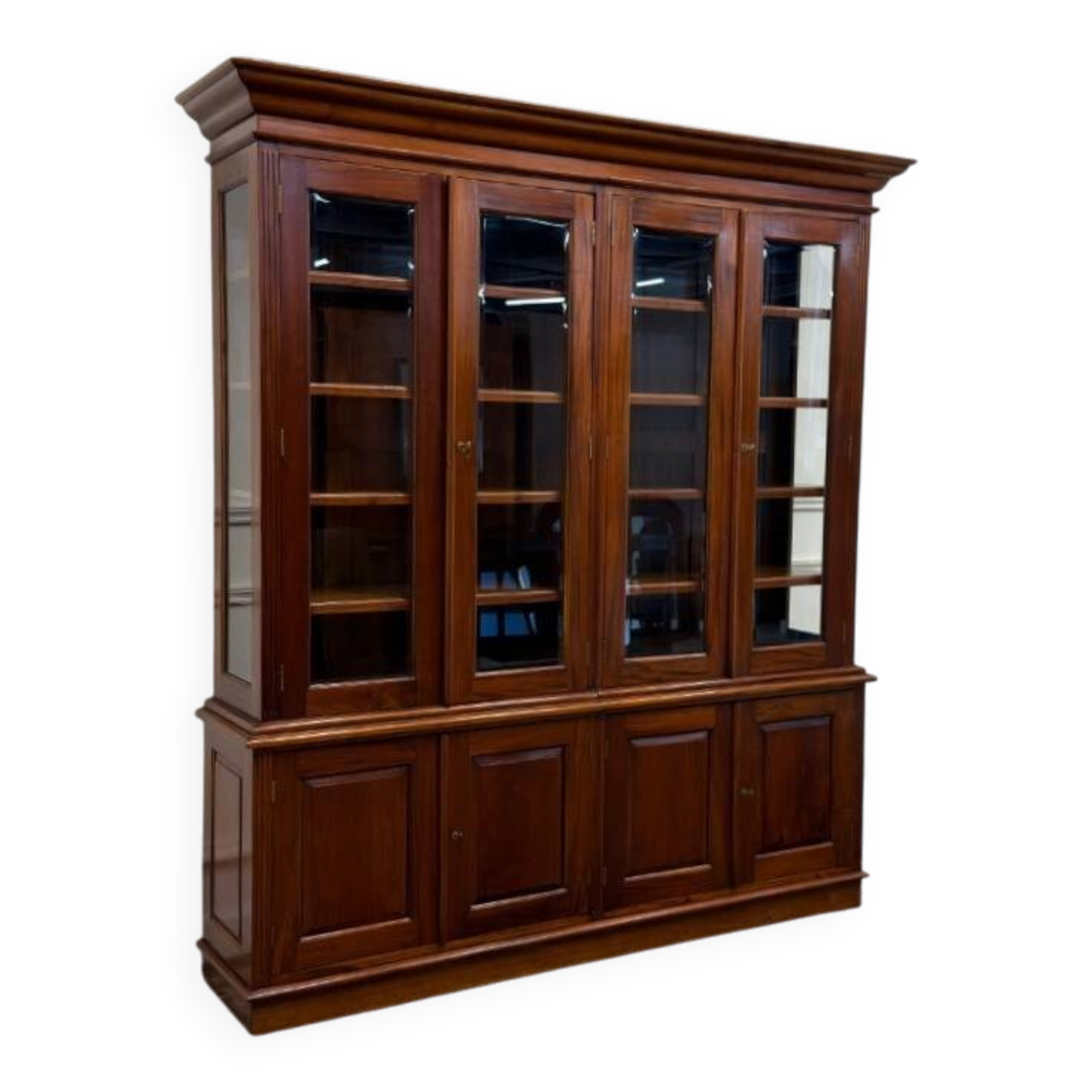 Classic English Bookcase with Glass Doors