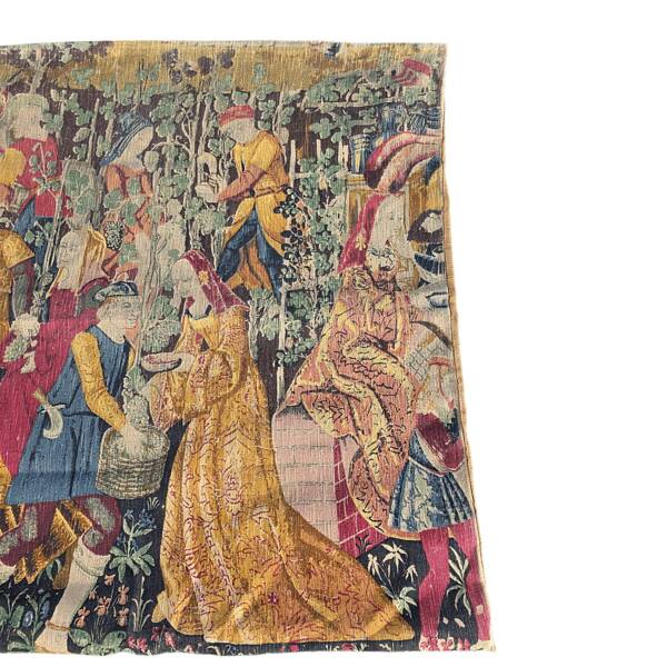 Vintage Gobelin Style Wall Tapestry Les Vendanges, 1960/70s