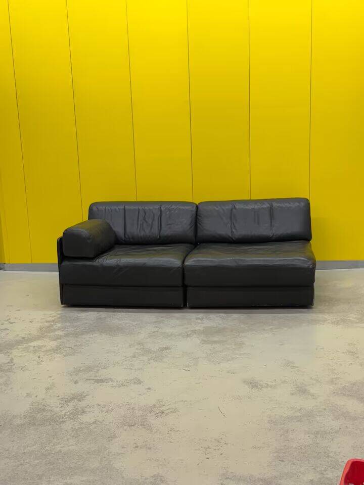 De Sede DS-76 Modular 2-Seater Sofa / Sofa Bed – Black Leather (1970s)