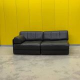 De Sede DS-76 Modular 2-Seater Sofa / Sofa Bed – Black Leather (1970s)