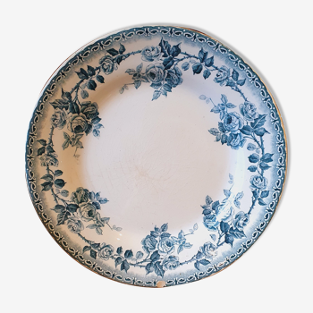 Assiette terre de fer choisy le roi roses bleues