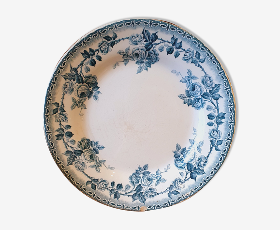 Assiette terre de fer choisy le roi roses bleues