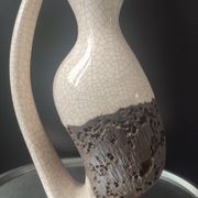 Vase Pichet "Forme Libre" Raku et Bois vermoulu (1960/70)