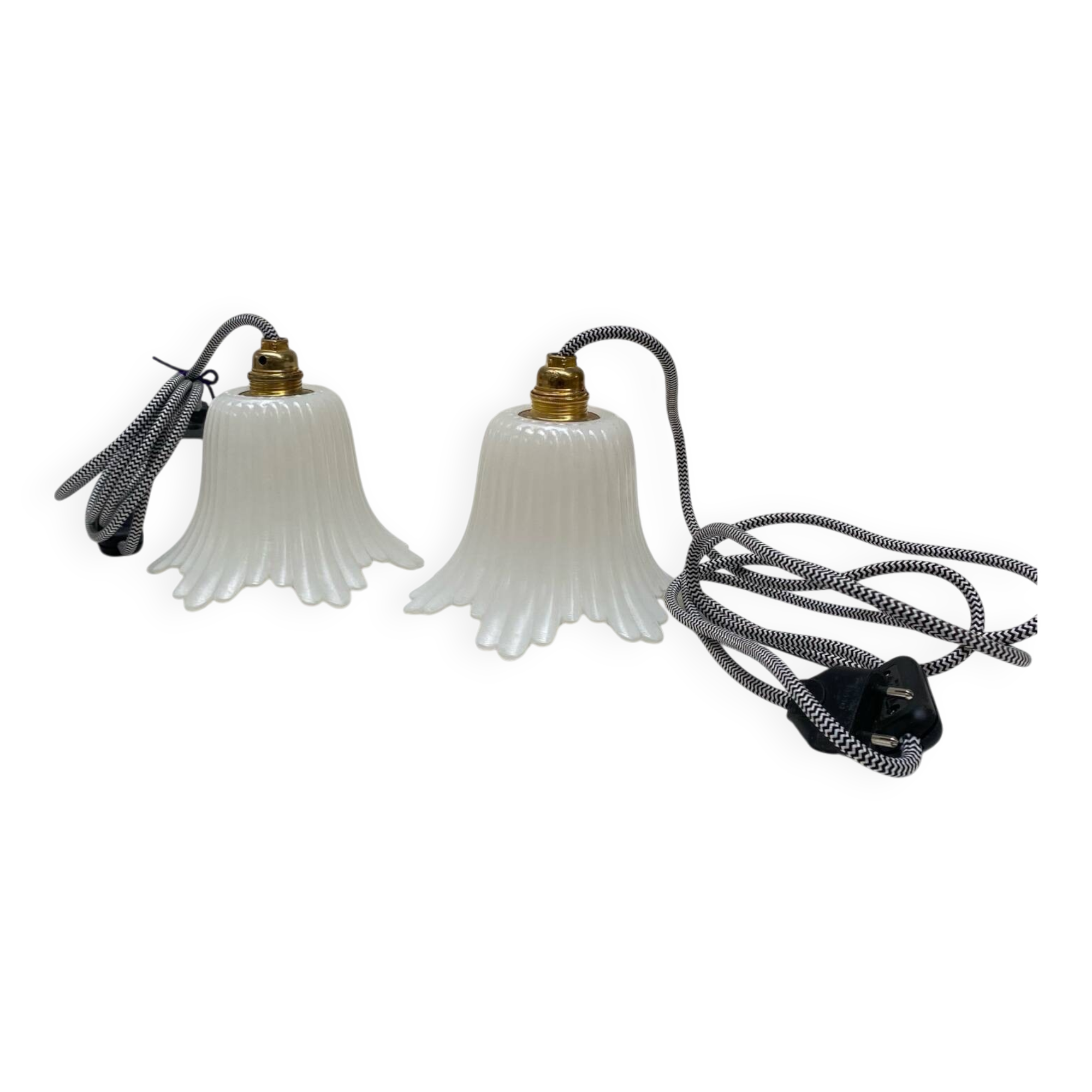 Pair of vintage tulip portable lamps