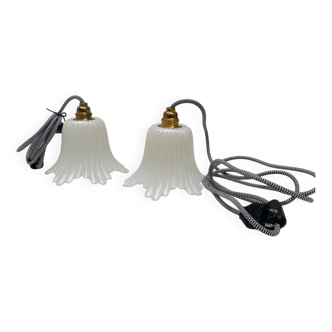 Pair of vintage tulip portable lamps