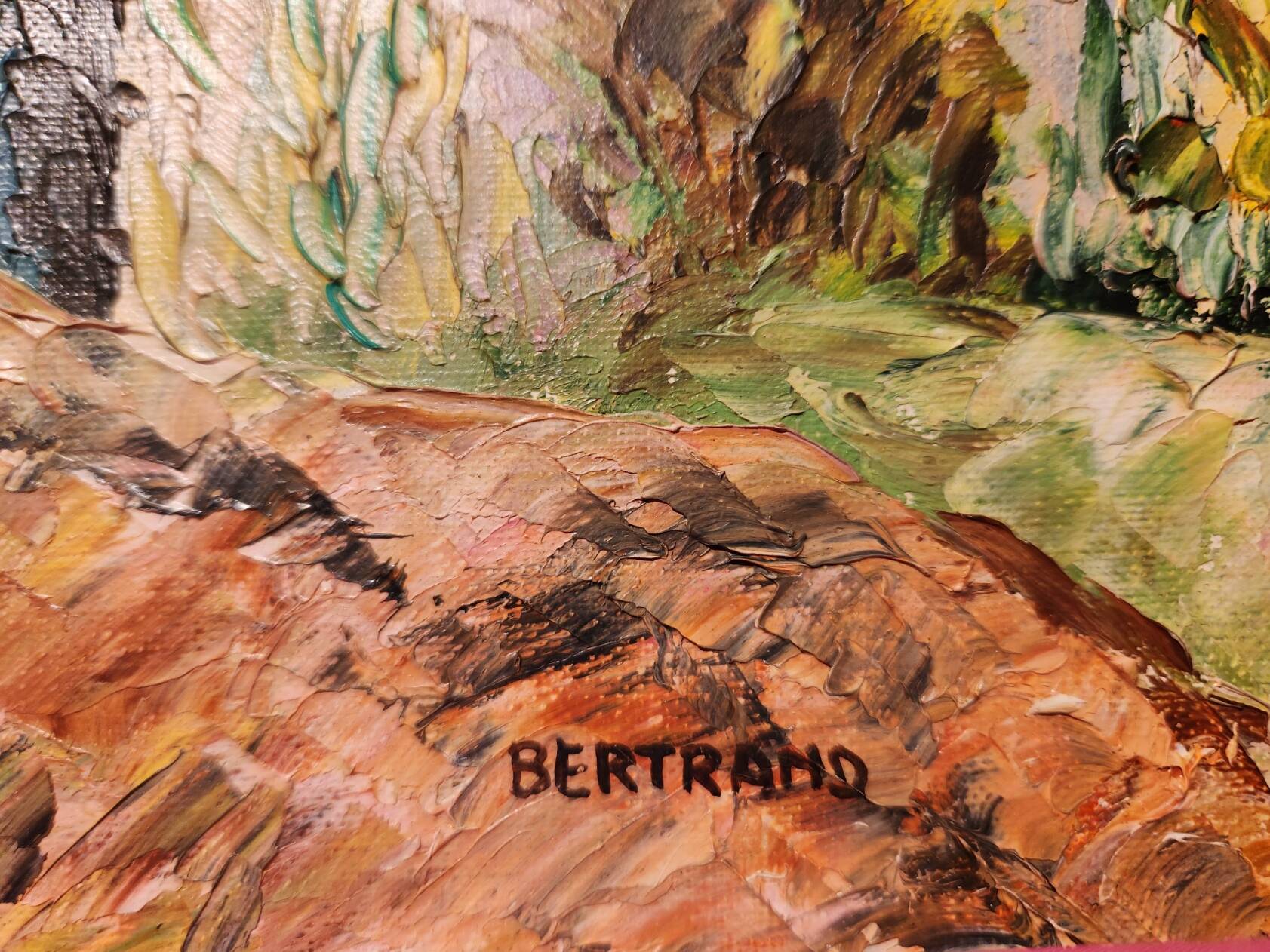 Oil painting on canvas Chapel Antonaves Hautes Alpes signed Bertrand