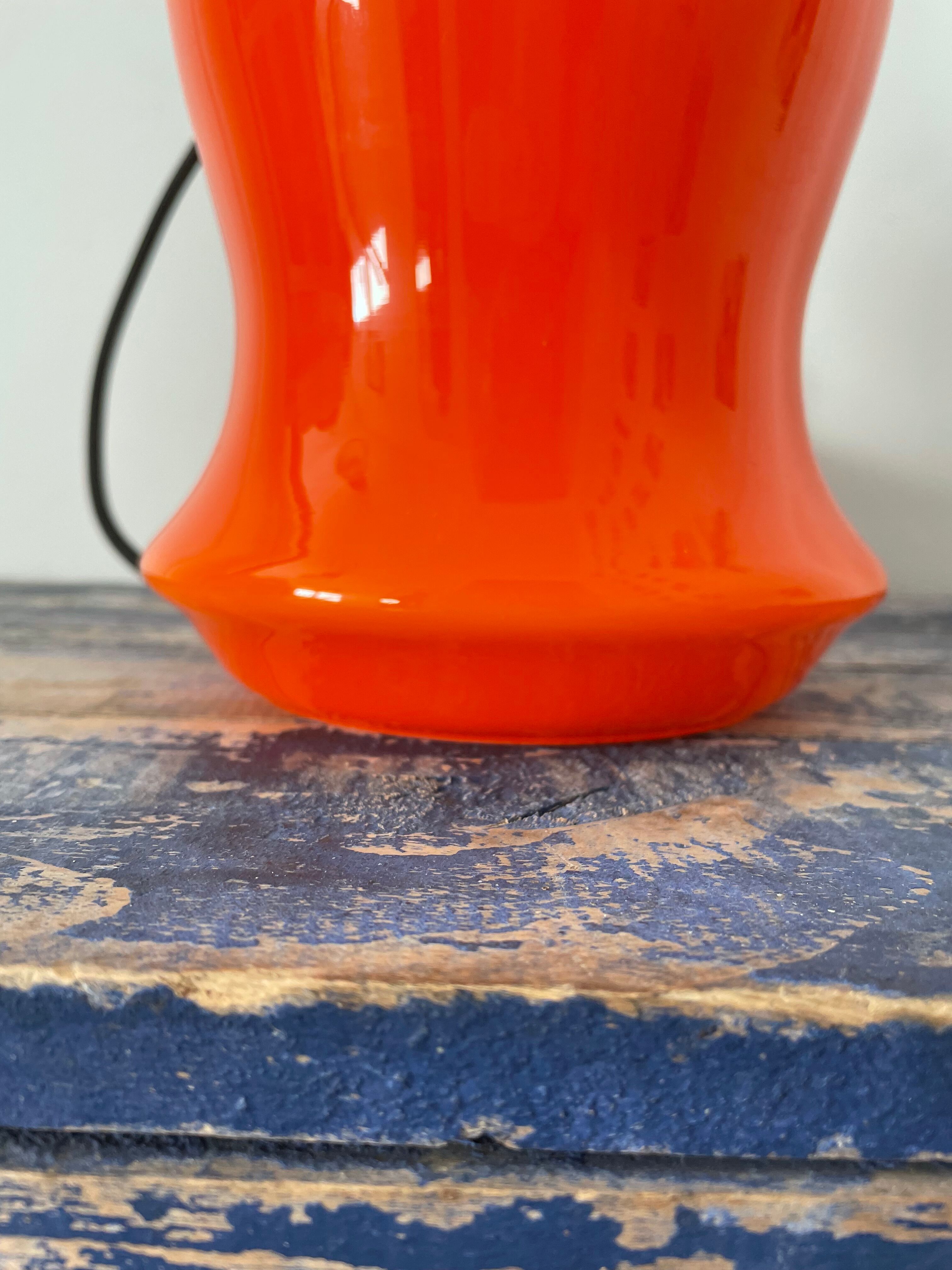 Vintage electrified orange suspension lamp with new