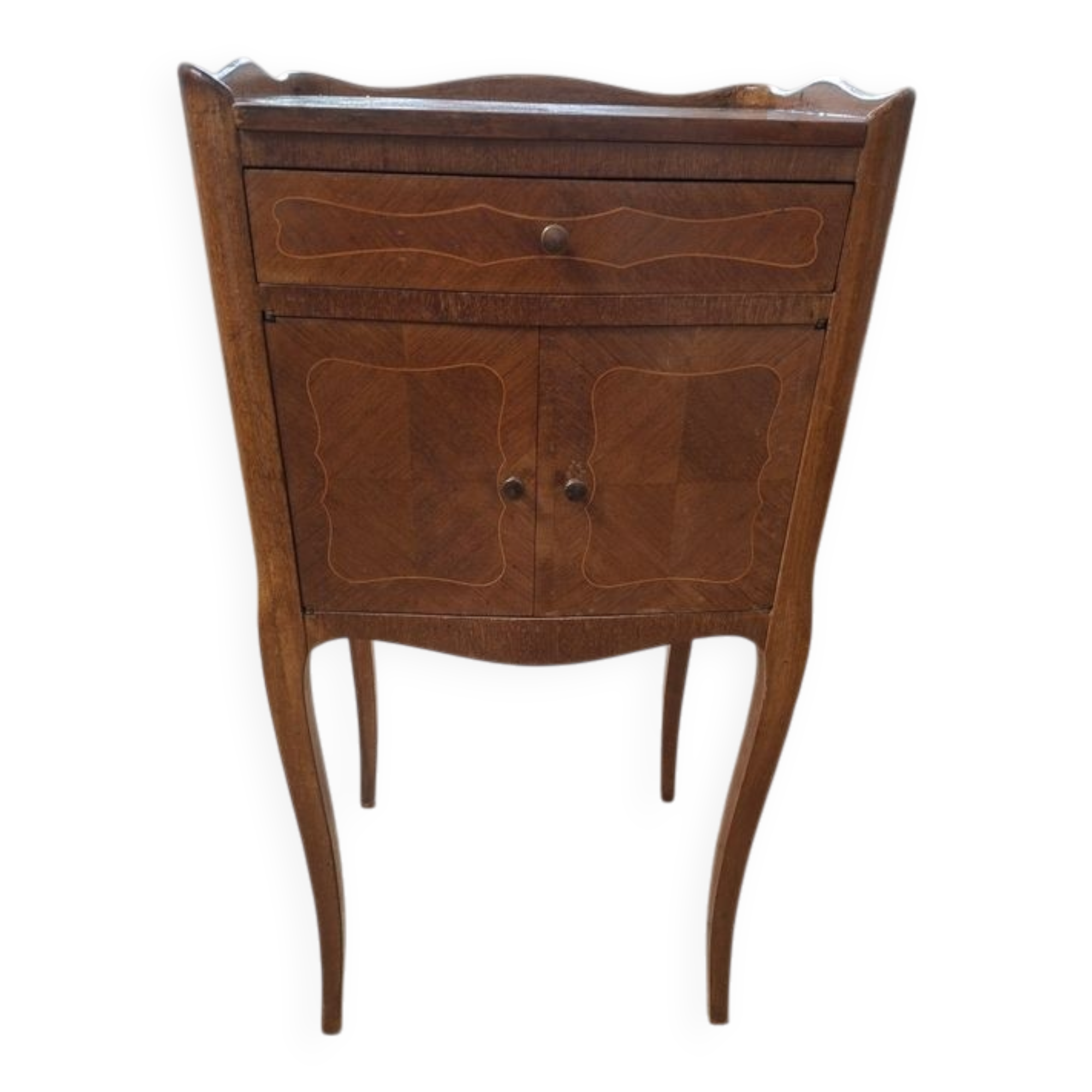 Marquetry bedside table.