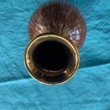 Soliflore vase in beige and gold glazed ceramic, numbered and vintage