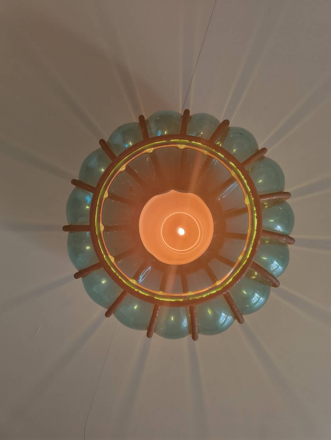 Vintage green blown glass lantern – bohemian spirit – Pier Import