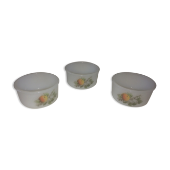 Set of 3 ramekins Arcopal apple pattern