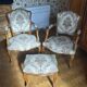 Upholstered chairs in cherry wood, Regency style, Louis XIV with its footrest (set).