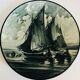 Ceramic plate with marine decoration in grisaille, hand-painted.