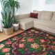 Moldavian wool handwoven floral rug - 210x162cm
