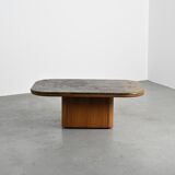 Fossil stone coffee table, Fossile collection, Switzerland, circa 1980.