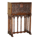 Cabinet espagnol sculpté 18ème siècle avec rangement caché