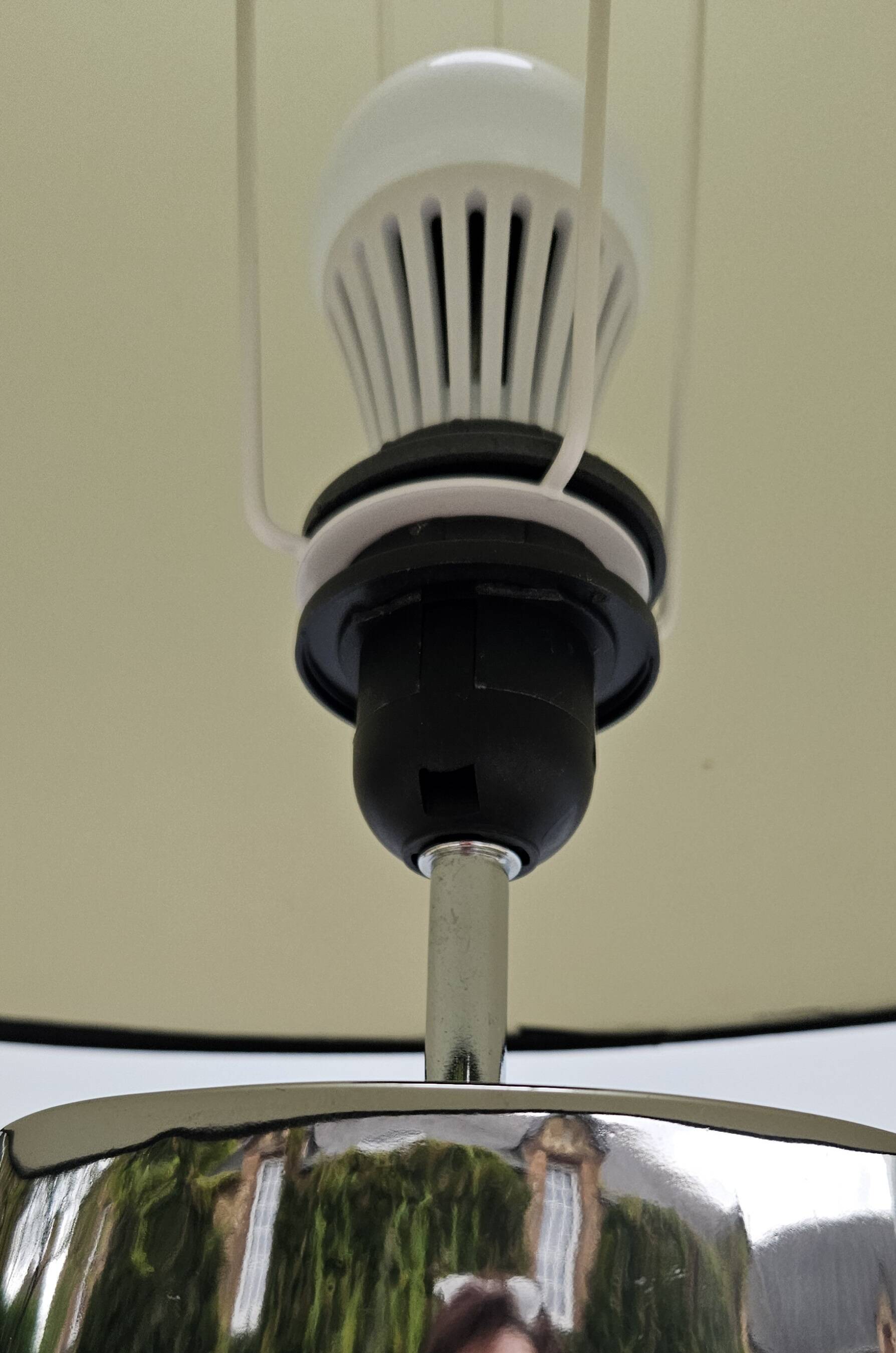 Large vintage silver and black ceramic lamp 120cm