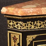 French corner cabinet in Boulle style with marble top