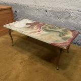 Table basse années 60 marbre/laiton