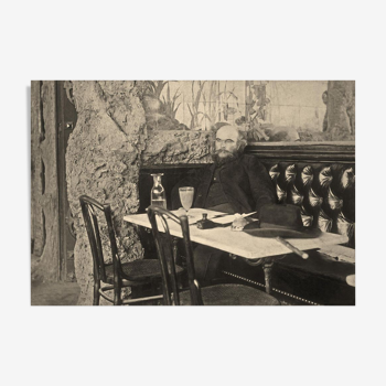 Photographie "Paul Verlaine au café François Ier"  Paris 1892,  par Paul Dornac      /   13 x 18