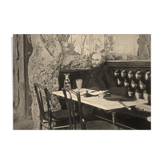 Photography, "Paul Verlaine au café François I," Paris 1892, by Paul Dornac / 13 x 18