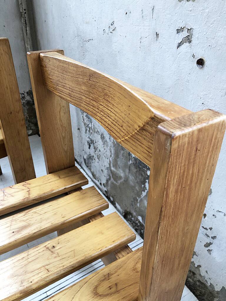 Duo of les arcs mountain pine chairs