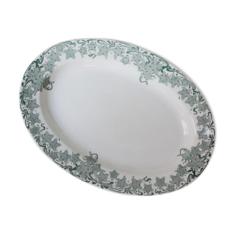 Antique Belgian Art Nouveau Boch Frères Keramis, "Prunelle" pattern, oval tray, 1890s