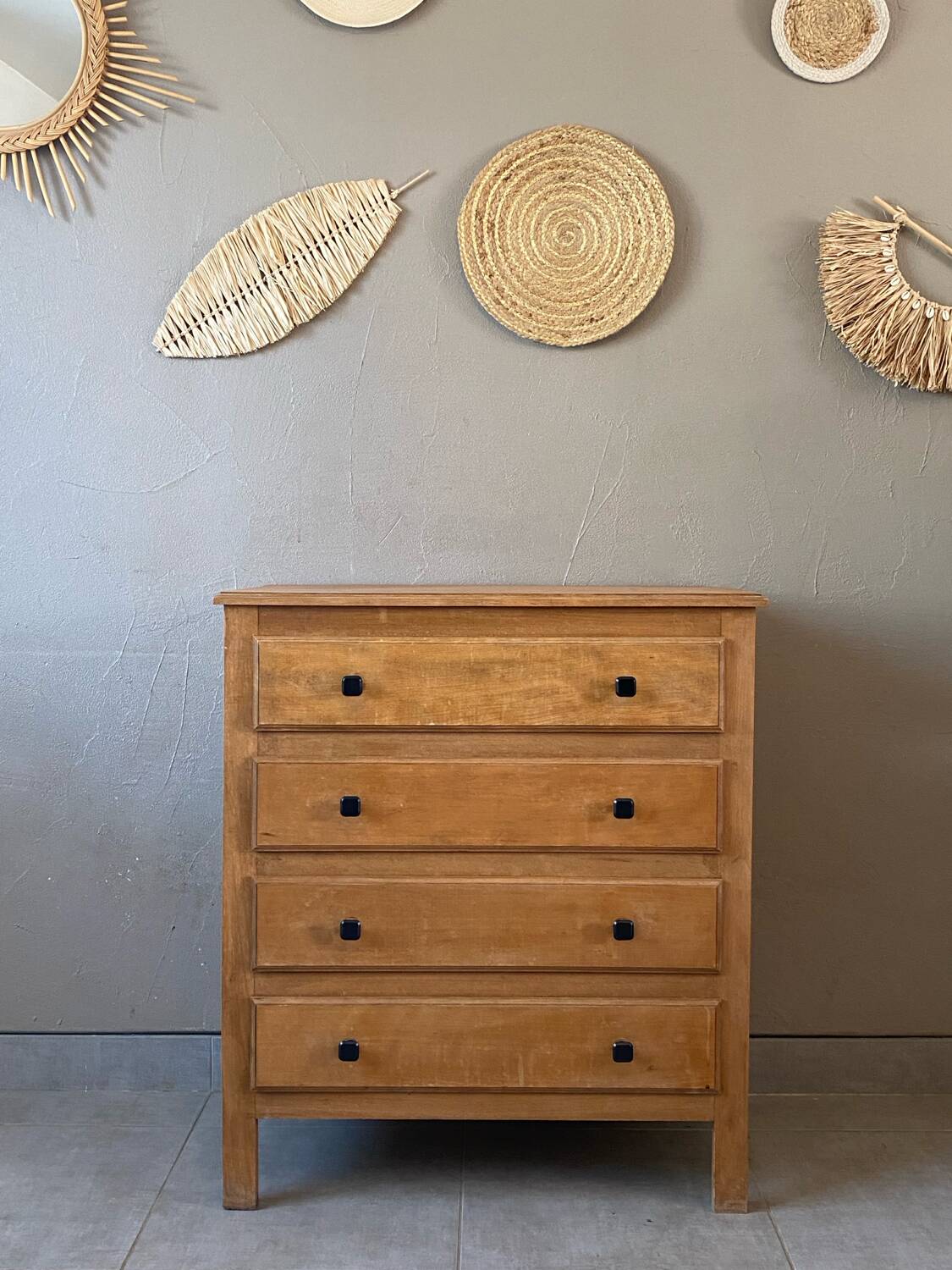 Vintage light oak chest of drawers