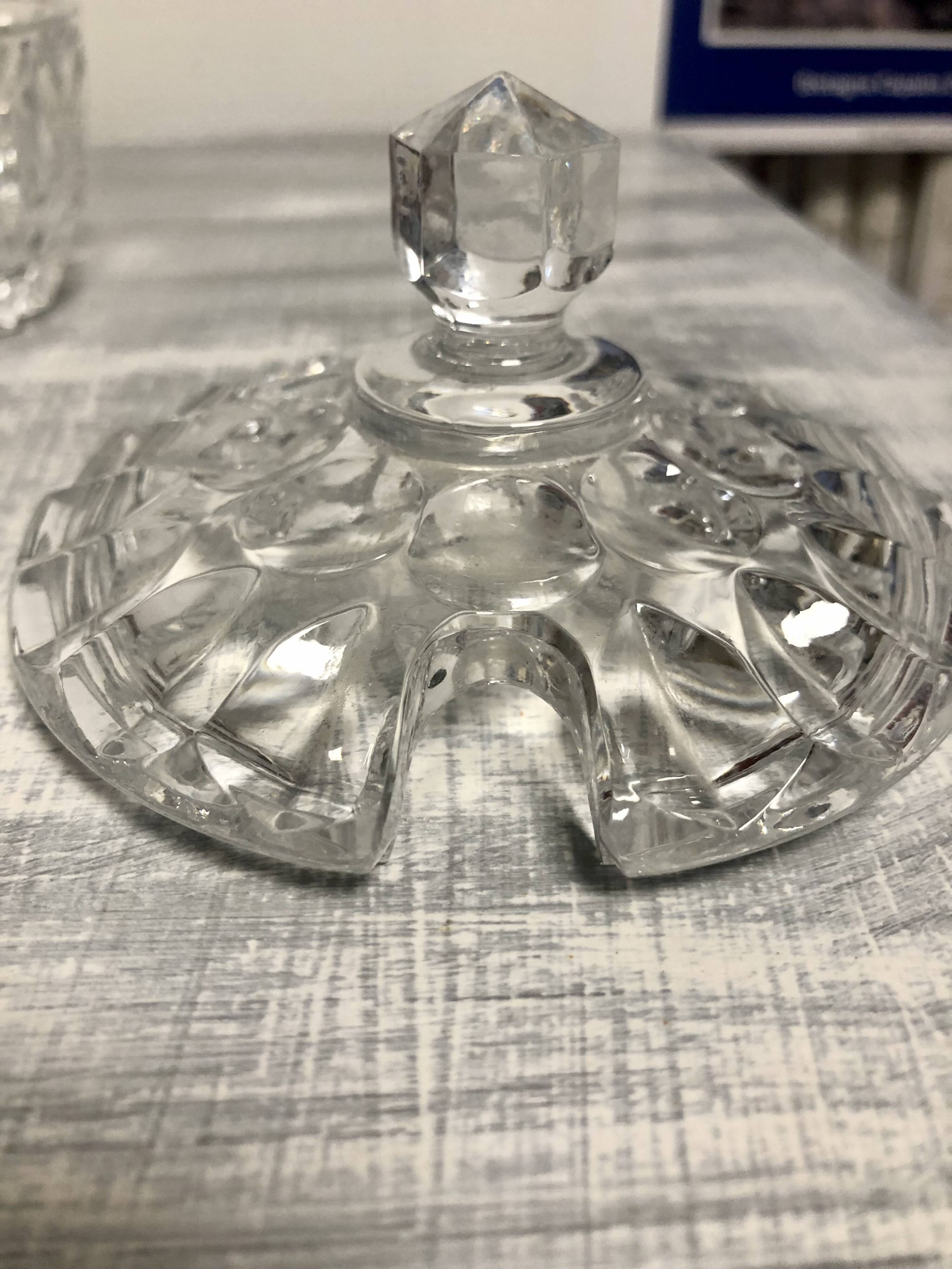 Adorable vintage chiseled glass jam maker