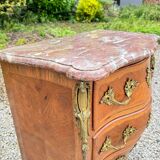 Commode Galbée En Marqueterie De Style Louis XV XIX Eme Siècle