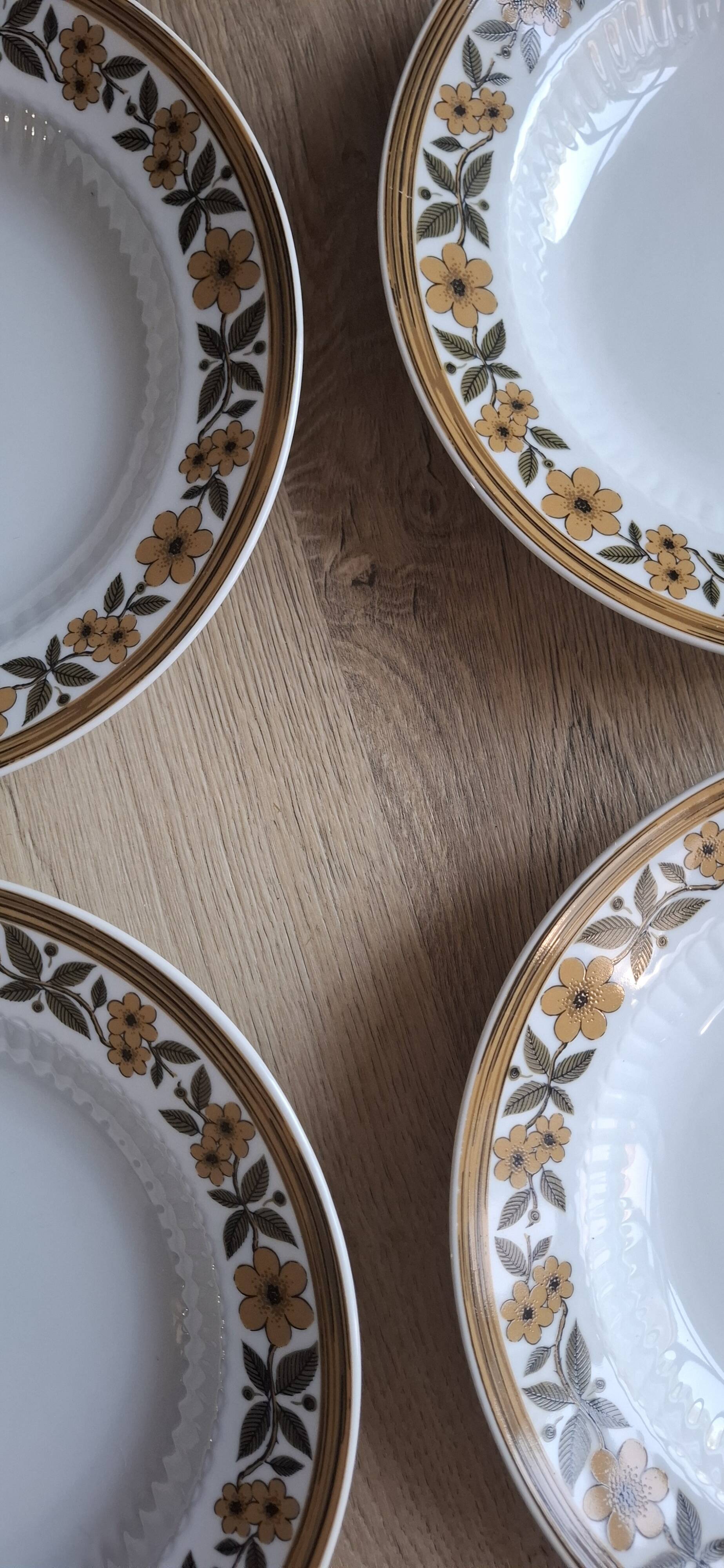 Set of 6 plates Mitteteich Bavaria gold flowers