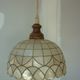 Ceiling light suspension in mother-of-pearl and wood Ø 40 cm