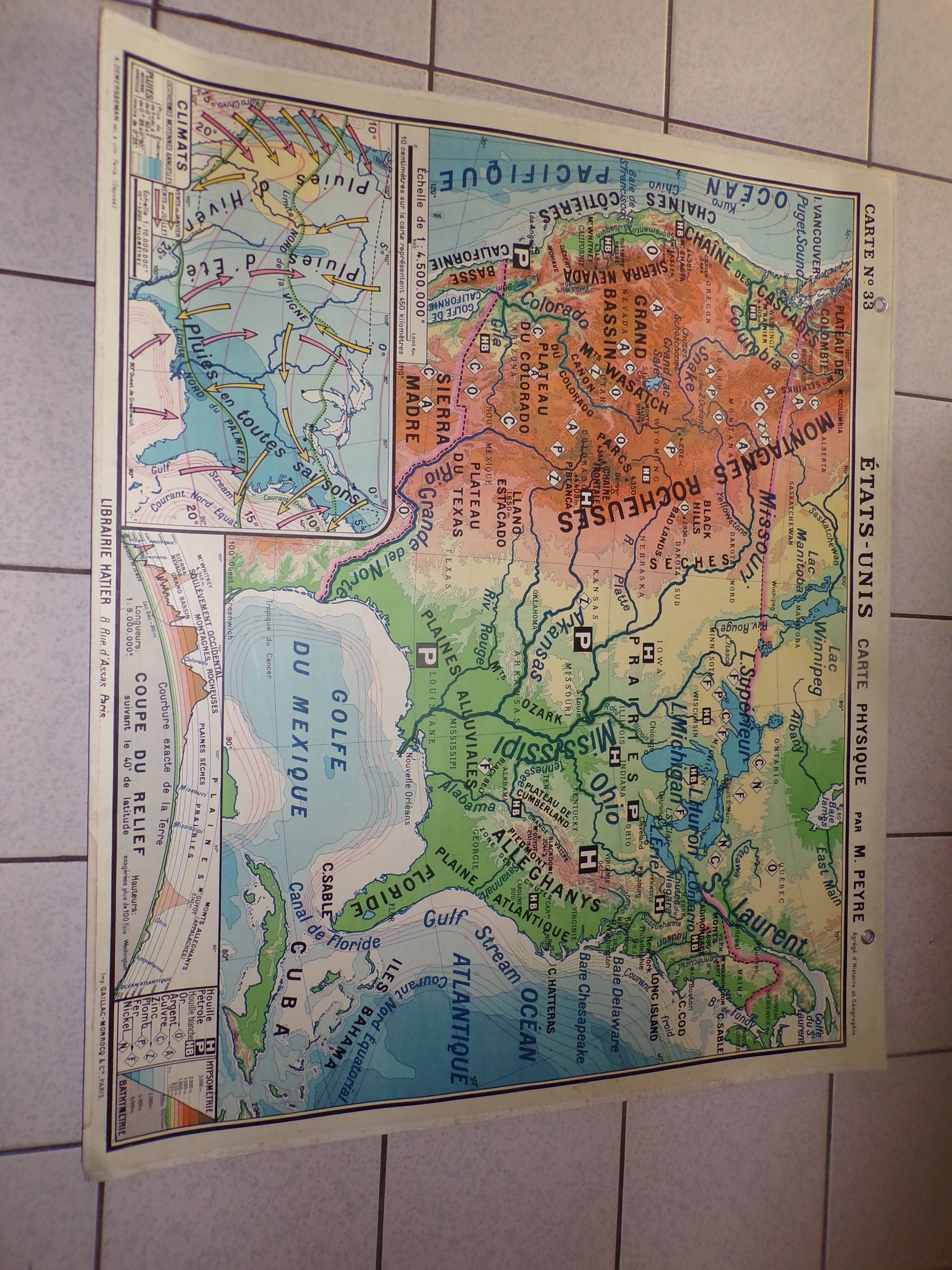 Carte Etats Unis  N°33  recto verso