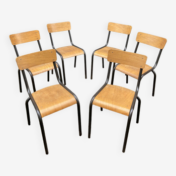 6 vintage industrial school chairs for communities mullca delagrave tube & wood french school chair