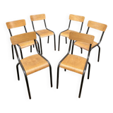 6 vintage industrial school chairs for communities mullca delagrave tube & wood french school chair