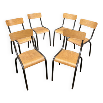 6 vintage industrial school chairs for communities mullca delagrave tube & wood french school chair