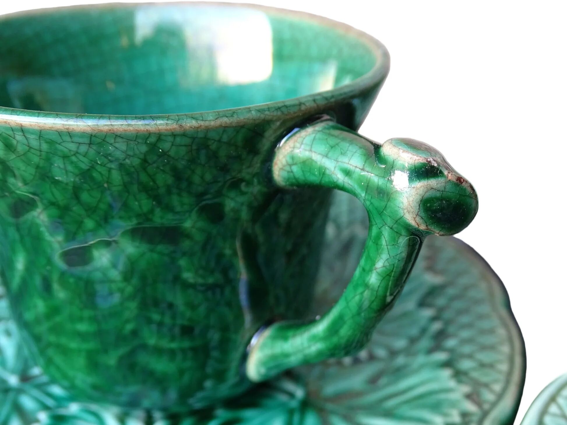 Tasses et soucoupes à café vintage en céramique de Gien, lot de 10