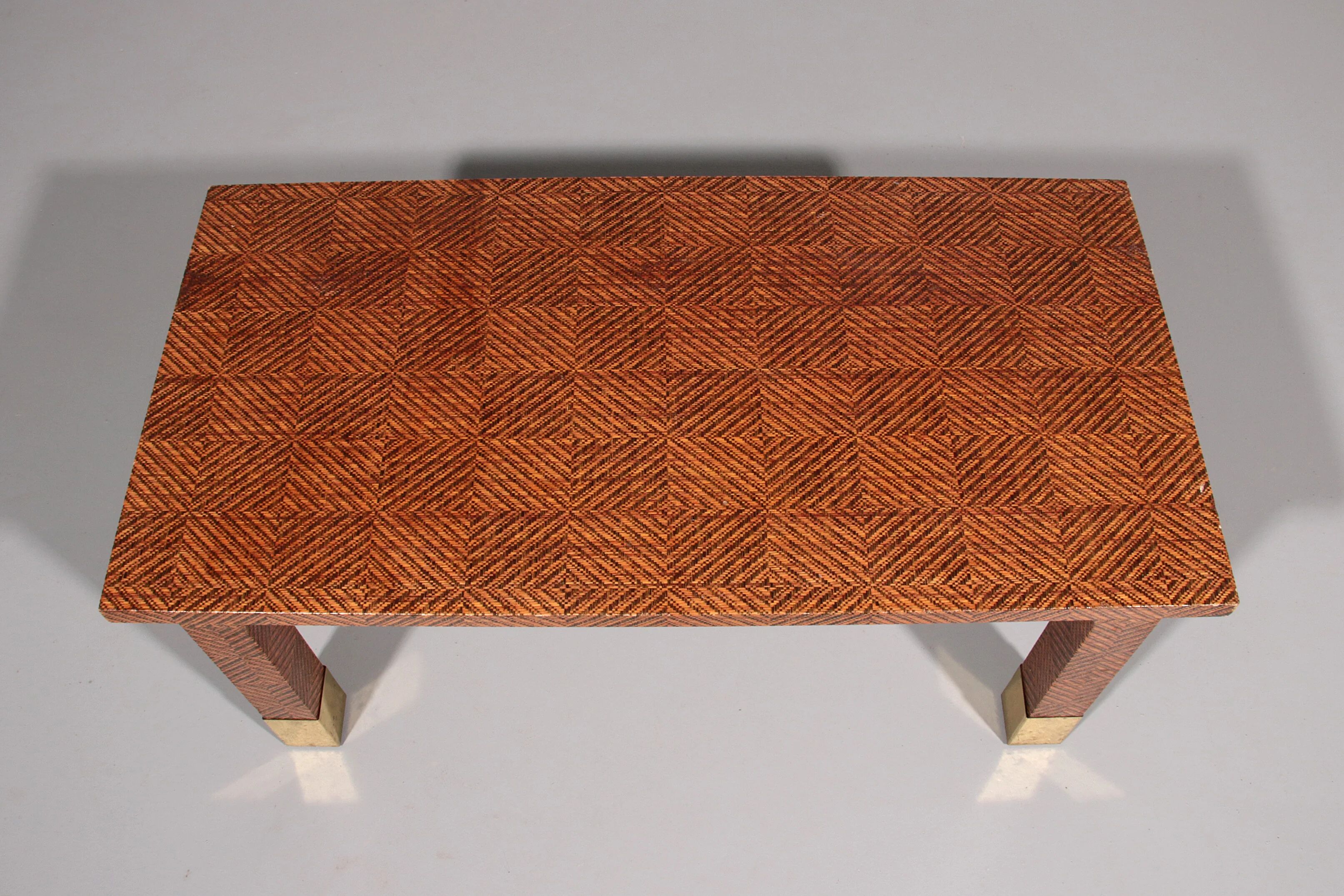 Harrison Van Horn wood and brass rectangle coffee table