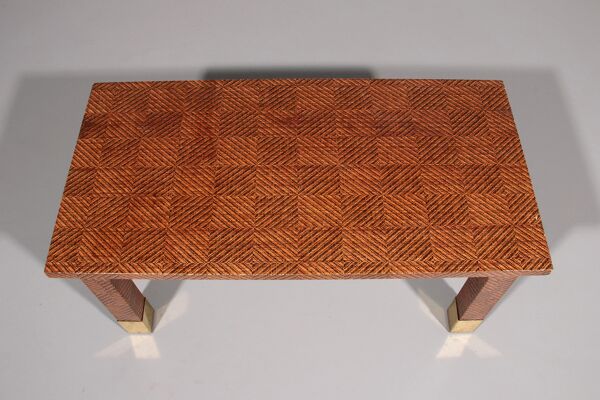 Table basse rectangulaire en bois et laiton Harrison Van Horn