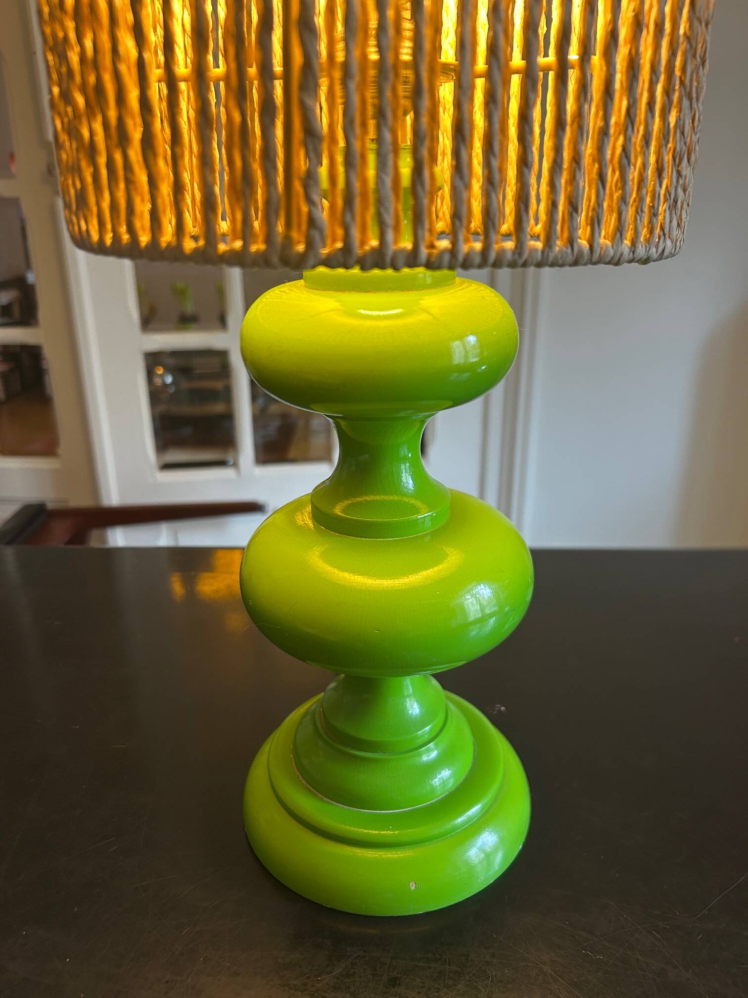 1970s apple green lamp