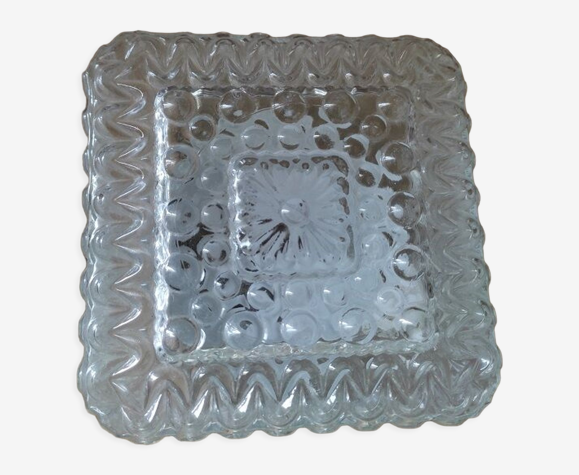 Plafonnier verre marguerite support métal