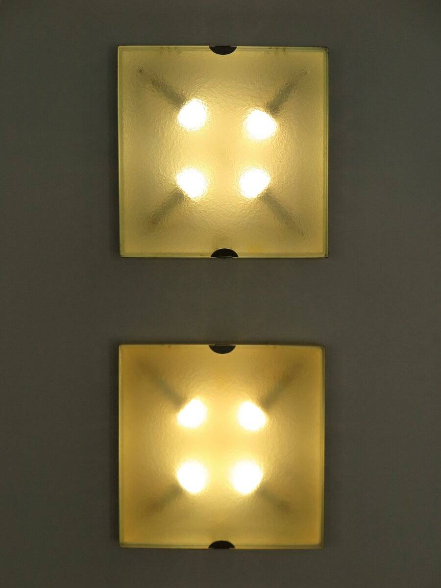 Vintage Italian Metal and Glass Sconces from Fontana Arte, 1960s, Set of 2
