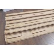 Vintage Turkish Hand-Knotted Wool Cotton Brown Kilim Runner Rug 110x213