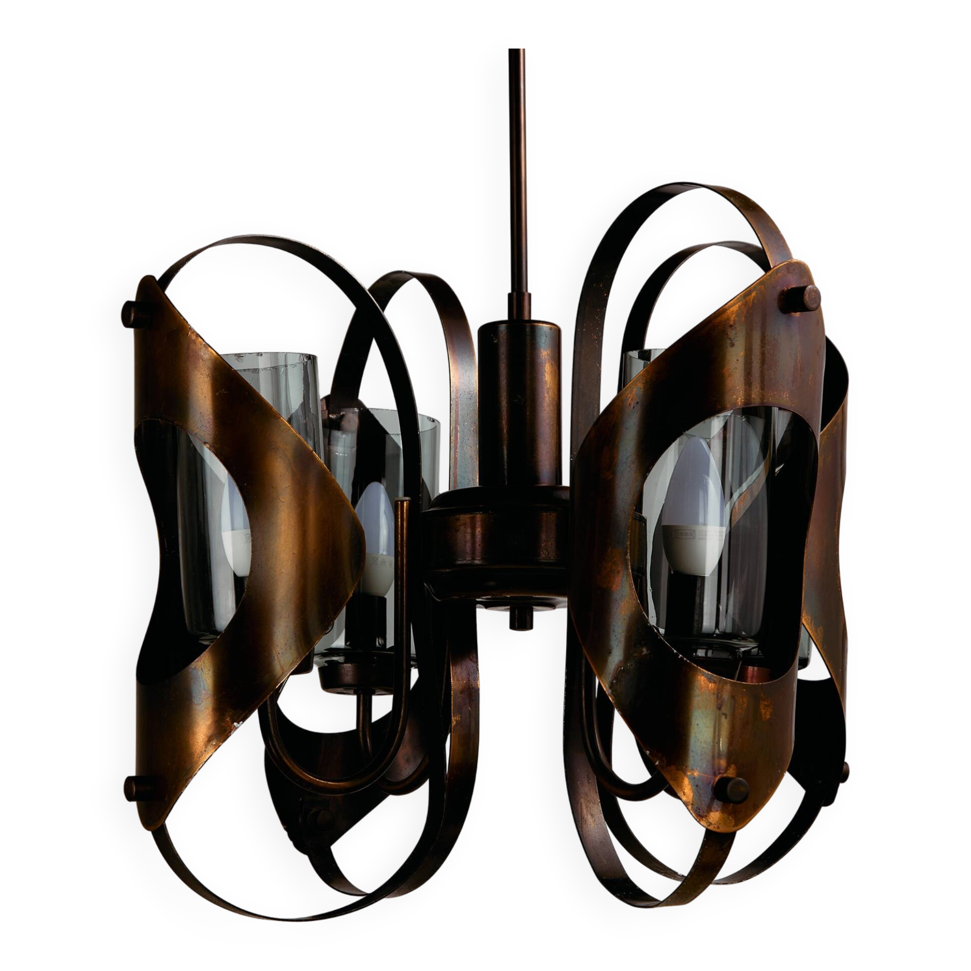 Brass and glass chandelier