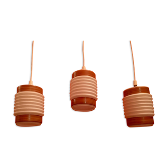 Suite of three hanging 1960, vintage opaline Scandinavian spirit