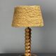 Mid-Century modern brutalist wood turned table lamp Charles Dudouyt style