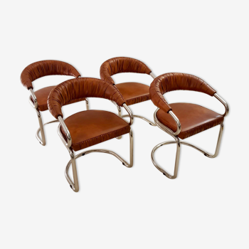 Set of 4 Giotto Stoppino chairs from the 1970s
